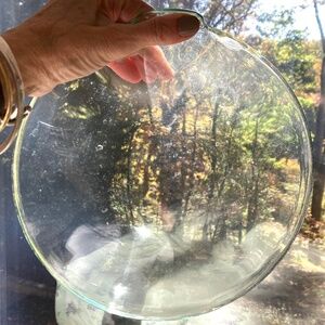 vase 10" wide circle clear clear glass unique handmade vintage hang or pedestal